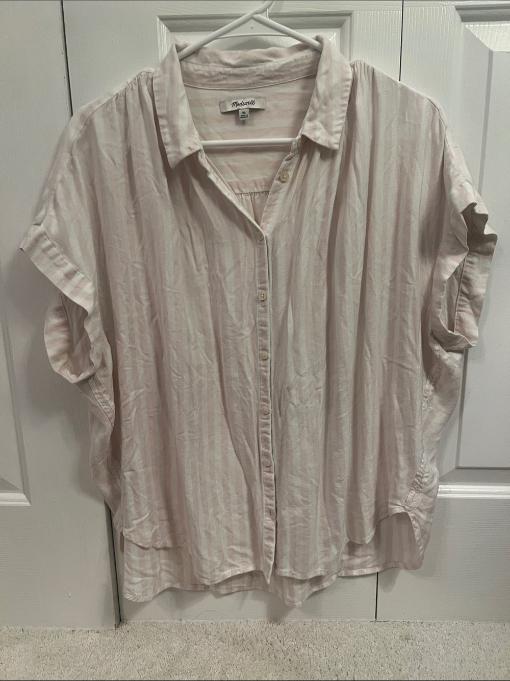 Madewell Pale Pink Striped Relaxed Button-Down Shirt